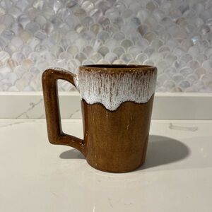 Drip glaze vintage stoneware, studio, pottery piece, brown coffee mug